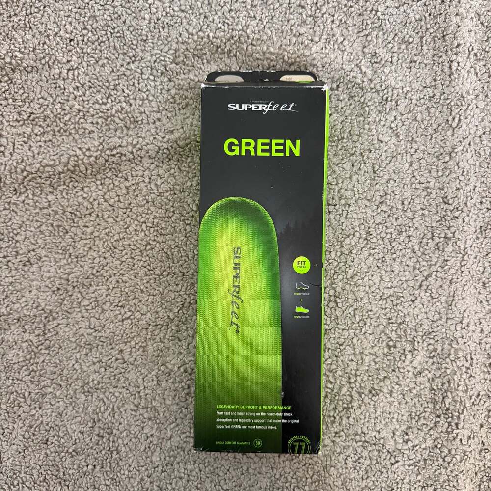 Superfeet GREEN High Arch Support Orthotic Insoles Junior Size A 13.5-2 NEW